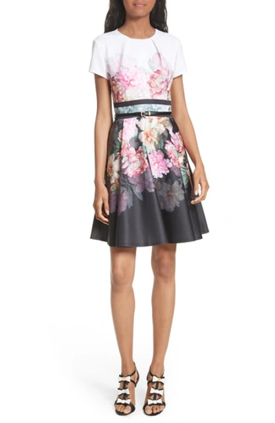 strapless open back dress Ted Baker Floral Pleated A-Line Dress Pink Multicolor
