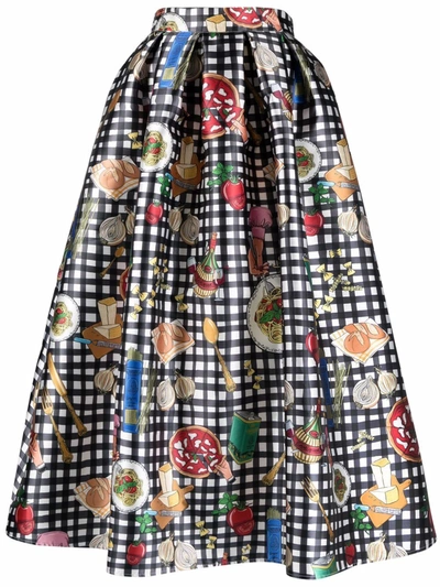 Alessandro Enriquez Printed High-waist Skirt In Multicolor