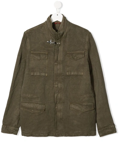 Fay Teen Linen-lyocell Blend Shirt Jacket In Green