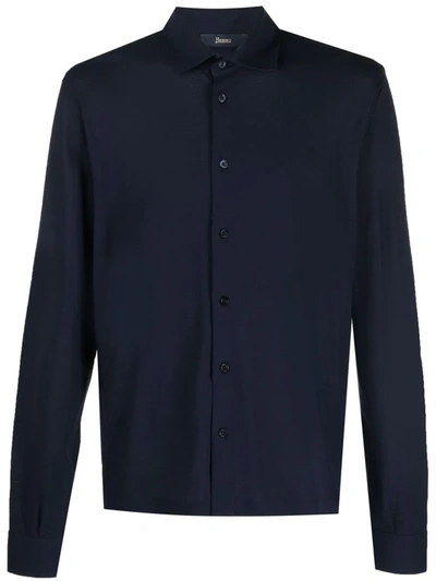 Herno Button-front Shirt In Blue