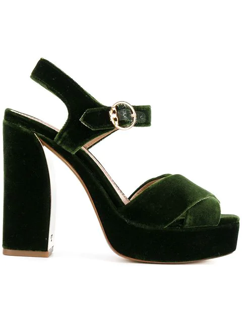 dark green platform heels