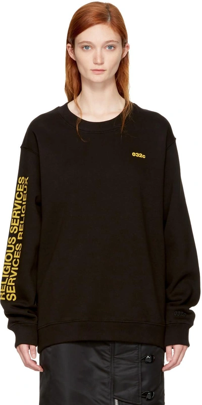 032c Ssense Exclusive Black Religious Services Sweatshirt In Black/yellow