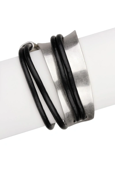 Saachi Black Gladiator Wrap Leather Bracelet