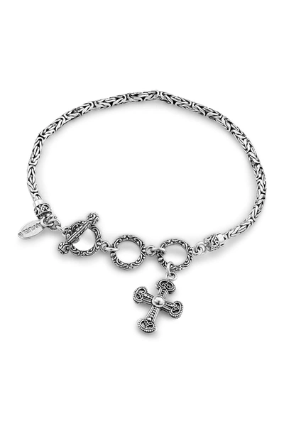 Samuel B Jewelry Sterling Silver Cross Charm Adjustable Bracelet