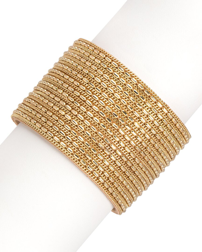 Saachi Rock N' Roll Chain & Leather Cuff Bracelet In Gold