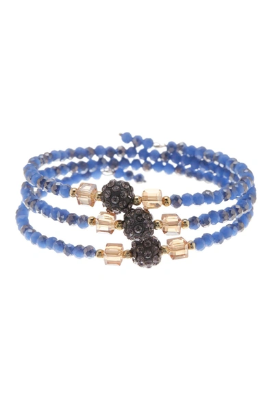 Olivia Welles Cheyenne Simulated Stone Wraparound Bracelet In Gold-blue