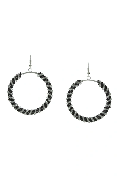 Olivia Welles Eira Silver And Black Hoop Earrings In Silver-black
