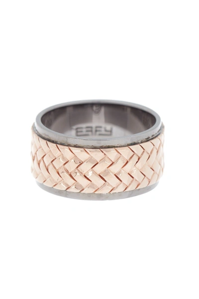 Effy Sterling Silver & 18k Yellow Gold Woven Design Band Ring