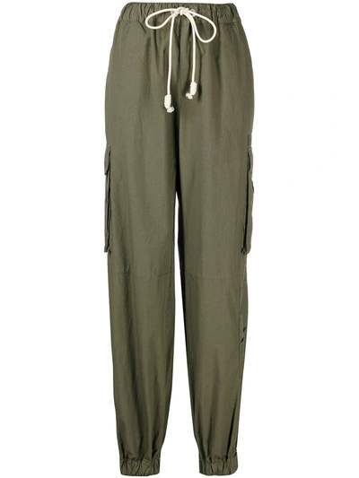Palm Angels Military Green Drawstring Cargo Trousers