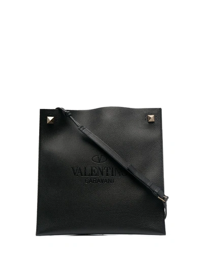 Valentino Garavani Men's  Black Leather Messenger Bag
