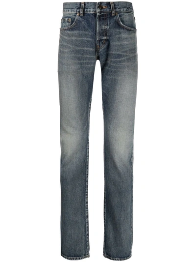 Saint Laurent Mid-rise Slim-fit Jeans In Blu