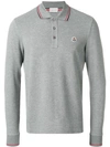 Moncler Stripe-trim Cotton-piqué Polo Shirt In Grey