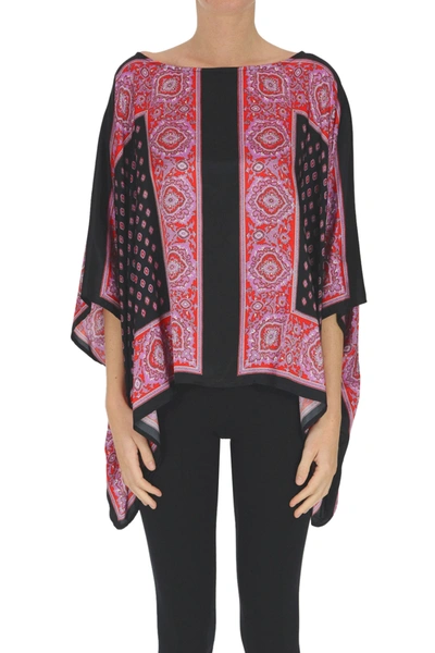 1 One Printed Satin Blouse In Multicoloured