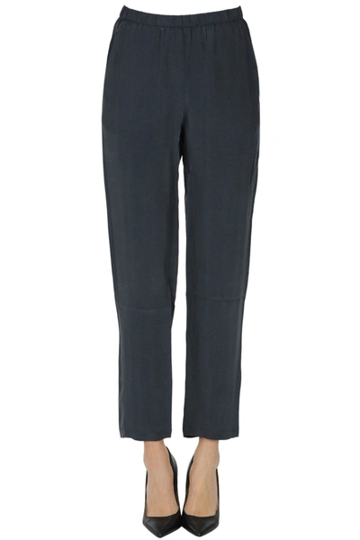 Humanoid Cupro And Viscose Trousers In Navy Blue