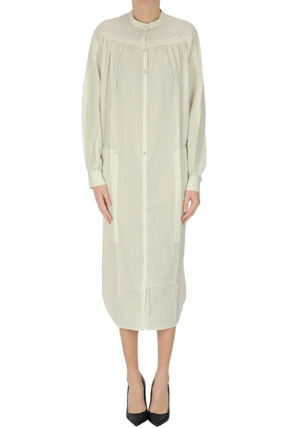 Humanoid Striped Cotton Shirt Dress In Ivory