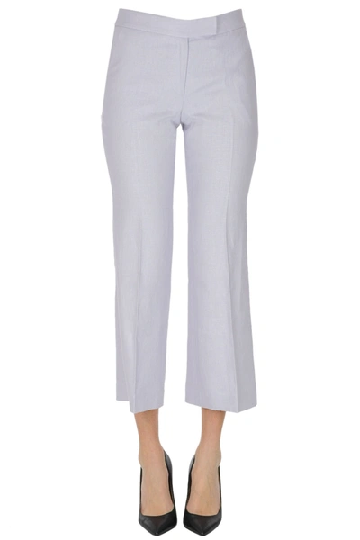 Michael Michael Kors Cropped Linen Trousers In Lilac