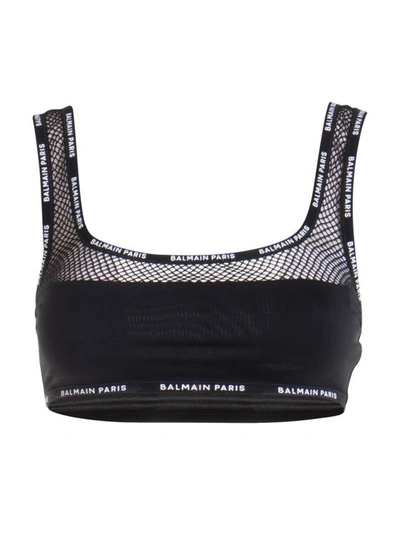 Balmain Drilled Activewear Top In Black