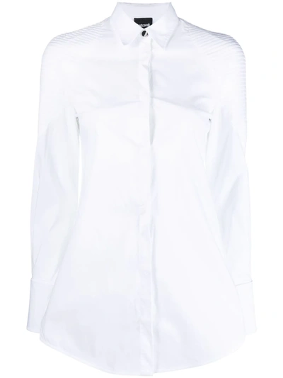 Just Cavalli Ribbed-shoulder Poplin Shirt In White