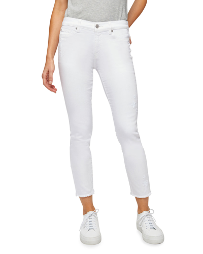 7 For All Mankind Roxanne Ankle Skinny Jeans With Star Embroidery In White