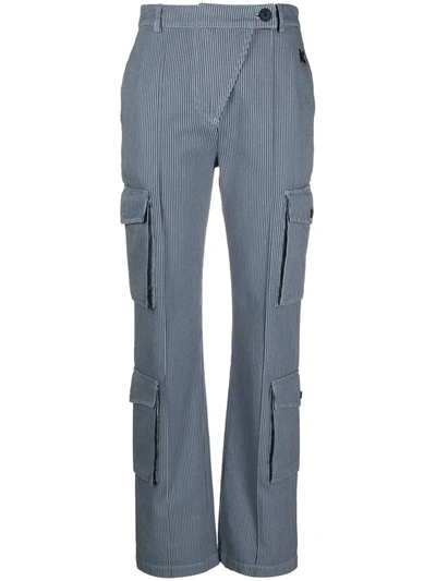 Kenzo Blue Stripe Flared Trousers In Grey
