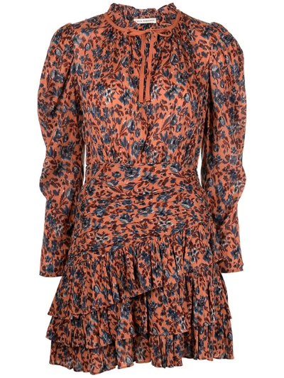 Ulla Johnson Marielle Floral-print Ruffled Dress In Orange