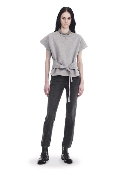 Alexander Wang Short Sleeve Wrap Front Top In Gray