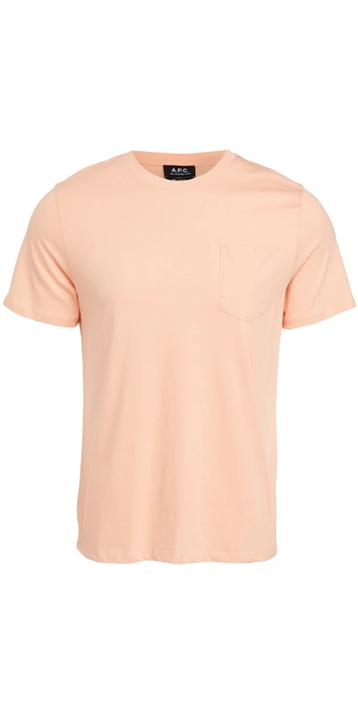 Apc Men's Road Solid Jersey Pocket T-shirt In Coral