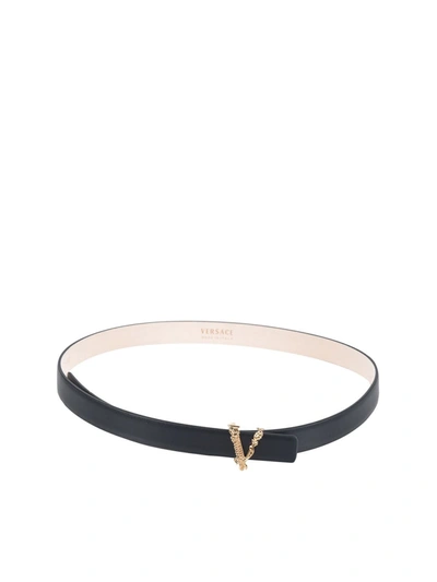 Versace V Baroque Belt In Black