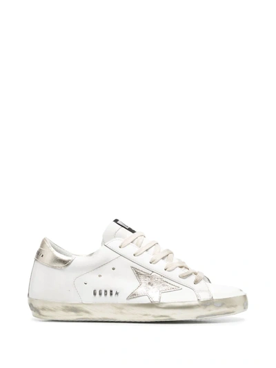 Golden Goose Super-star Leather Upper Laminated Star Metal Lettering In Wht/gld