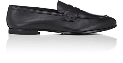 Prada Leather Penny Loafers In Black