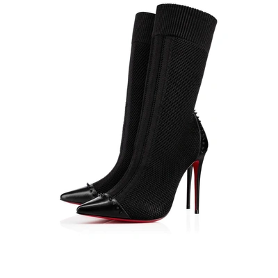 Christian Louboutin Dovi Dova 100 Studded Leather-trimmed Stretch-knit Sock Boots