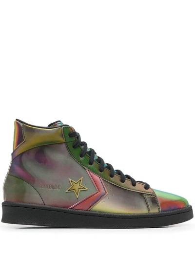 Converse Pro Leather Hi Iridescent-effect Sneakers In Black/multi/white