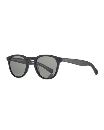 Garrett Leight Men's Hampton X Round Acetate Sunglasses, Black In Black Pattern