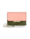 Jason Wu Diane Color Block Leather And Suede Crossbody In Petal Pink/olive/gold