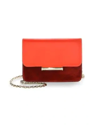 Jason Wu Diane Color Block Leather And Suede Crossbody In Red Multi/gold