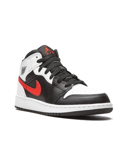 Jordan Air  1 Mid Trainers In Black/chili Red/white
