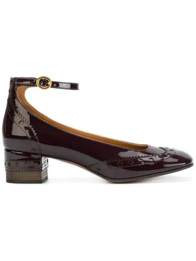 Chloé Perry Patent-leather Mary Jane Pumps In Merlot