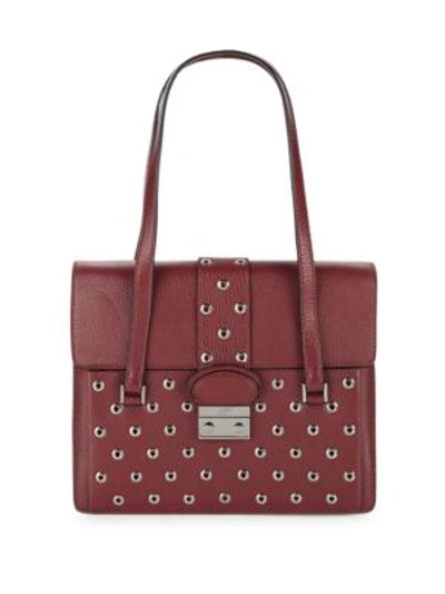 Red Valentino Eyelet -trim Leather Top Handle Bag In Red