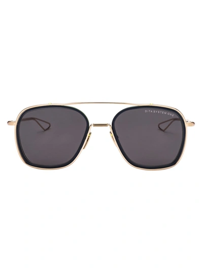 Dita System-one Square Frame Sunglasses In Gold