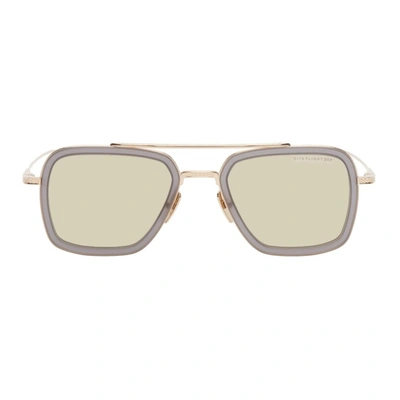 Dita Grey & Gold Flight.006 Sunglasses In Neutrals