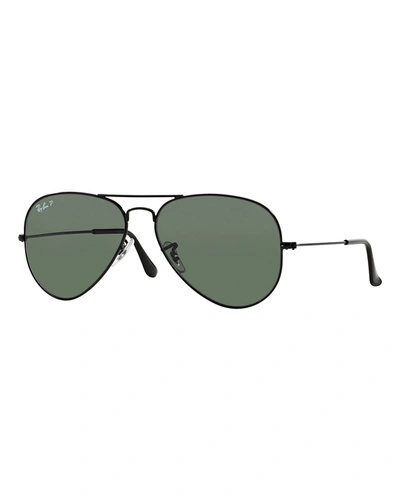 Ray Ban Metal Polarized Aviator Sunglasses In Black Gold