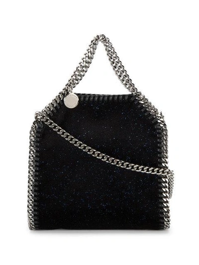 Stella Mccartney Mini Black Glitter Falabella Shoulder Bag