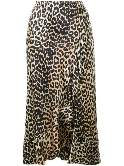 Ganni Flared Leopard Skirt | ModeSens