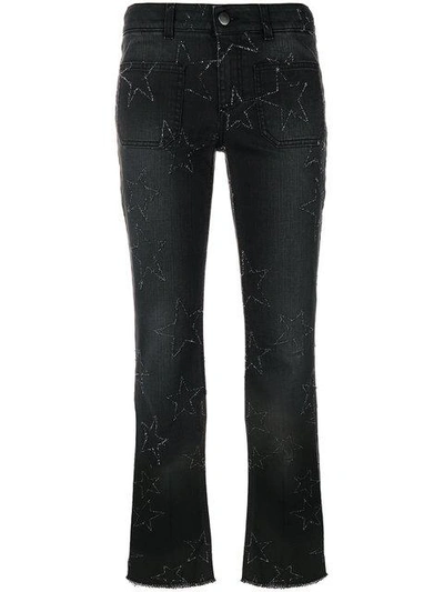 Stella Mccartney Star Stitched Crop Flare Jeans In Black