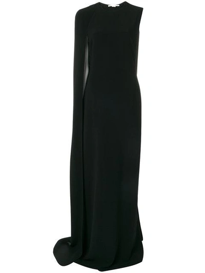Stella Mccartney Stretch Cady One-shoulder Cape Gown In Black