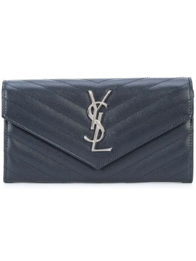 Saint Laurent Large Monogram Flap Wallet In Black