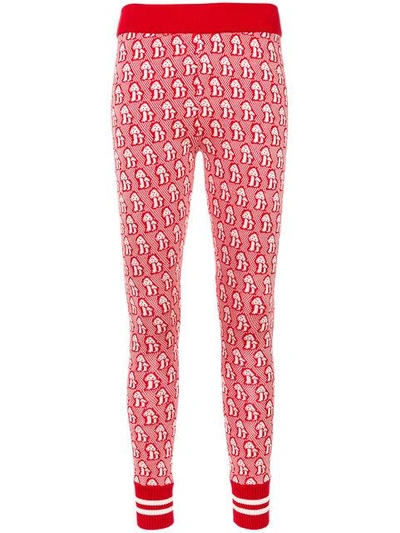 Gucci Mushrooms Jacquard Knitted Legging In Red
