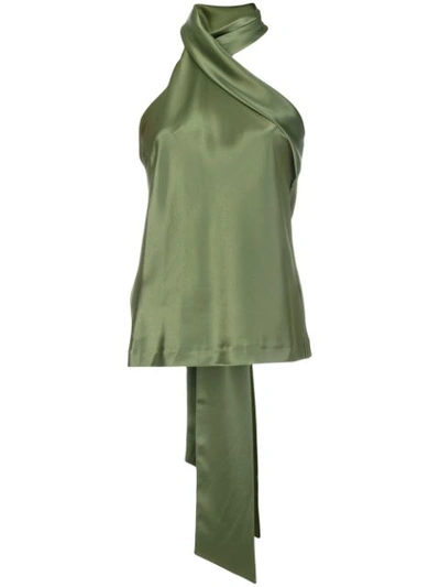 Galvan Asymmetric Sash Neck Top In Green