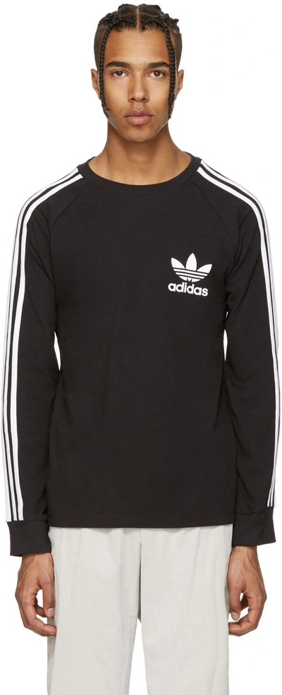 Adidas Originals 3-stripe Pique T-shirt In Black