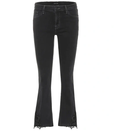 J Brand Selena Cropped Mid-rise Flared Jeans In Black